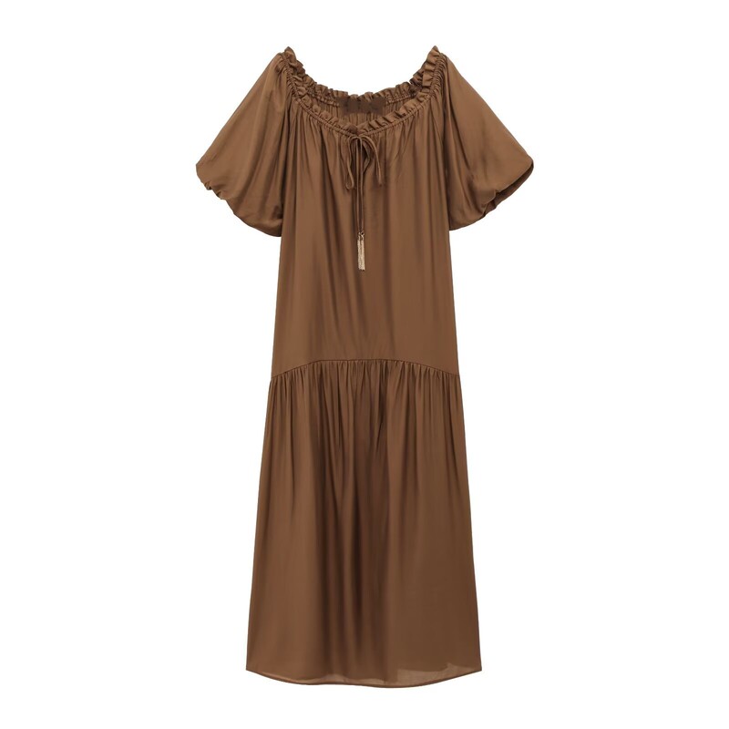 Taop&Za Korean Style Summer New One-Shoulder Round Neck Two-Wear Loose Lace-Up Slim Long Dress 1276491 Taop&Za Korean Style Summer New One-Shoulder Round Neck Two-Wear Loose Lace-Up Slim Long Dress 1276491