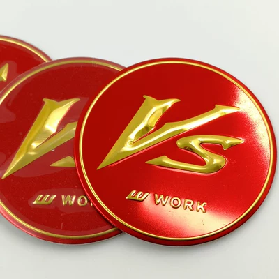 Wheel Hub Stickers 45mm 50mm: Car logo - 45mm-vs-gold-red-4-pieces-1-pack