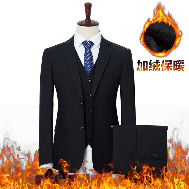 Winter suit suit men's plus velvet thick...