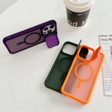 工厂新品苹果16 亚克力护眼防摔保护镜头支架创意磁吸肤感手机壳