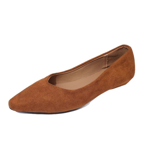 French small-leather brown women's shoes 2025 spring and autumn block heels, temperament pointed toes, commuting and evening wear grandmother shoes
