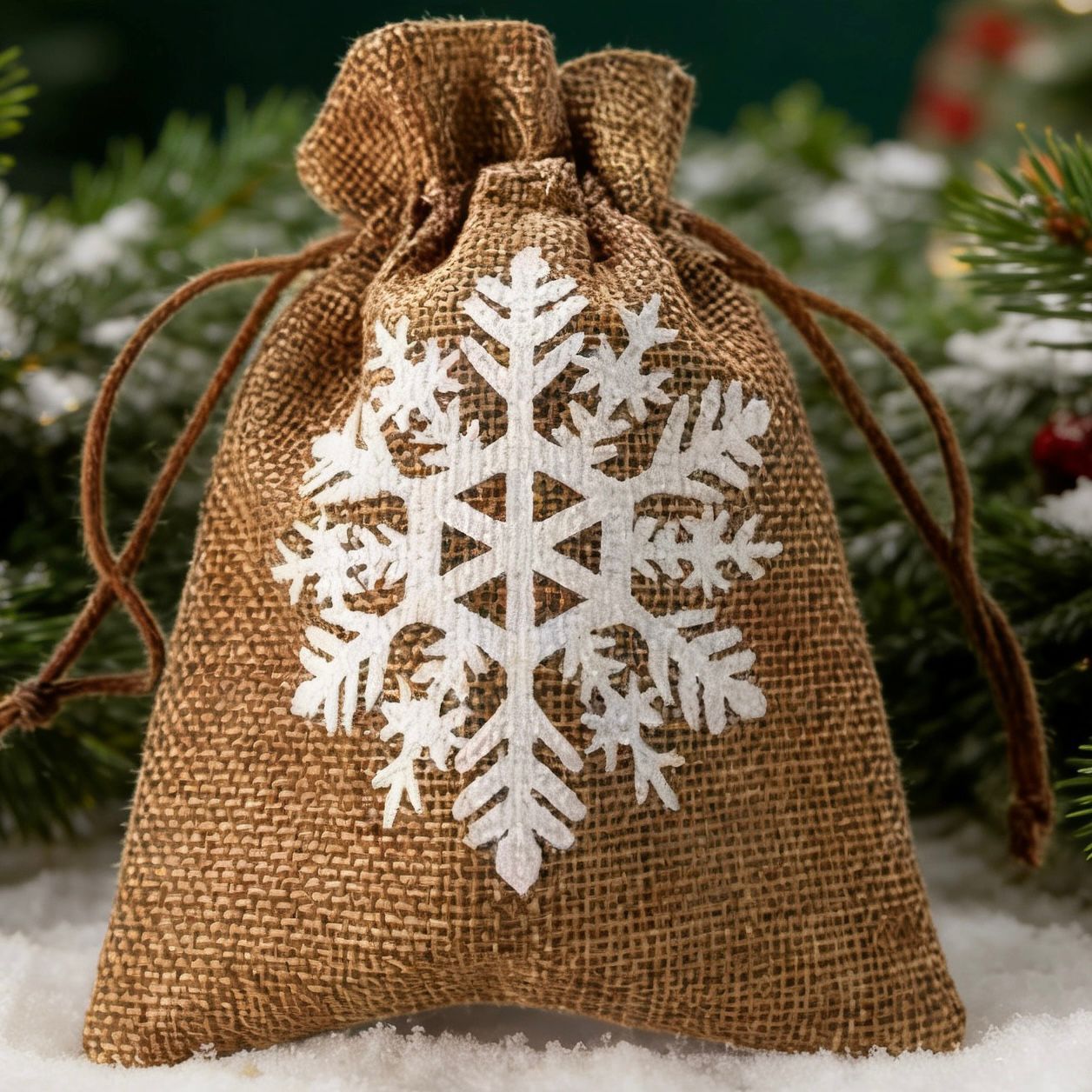 雪花抽绳袋 圣诞礼品袋 麻布束口袋 首饰糖果包装收纳袋 厂家批