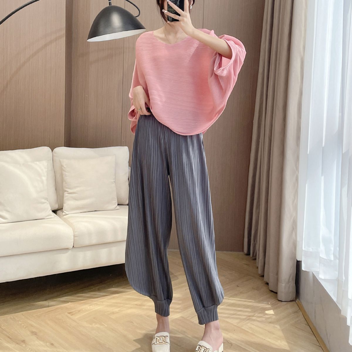Autumn solid set with a round collar