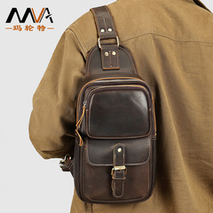 馬輪特の新型の狂馬皮の男性の胸の包みの頭の層の牛革のショルダーバッグの欧米の復古の大容量の斜めなショルダーバッグ