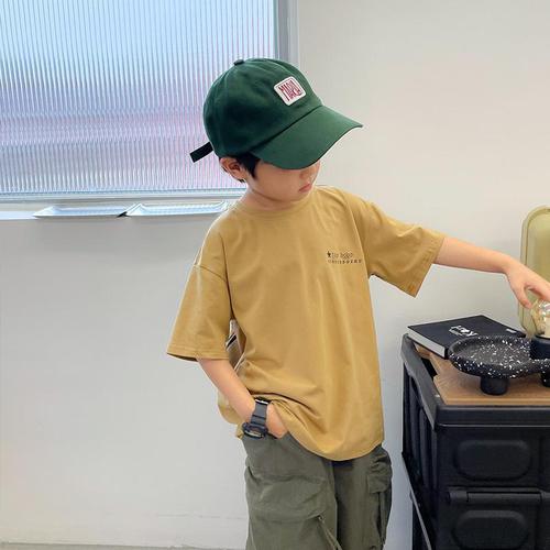 Boys' summer printed T-shirts, medium and large children's thin casual short-sleeved handsome Japanese baby T-shirts new children's clothing