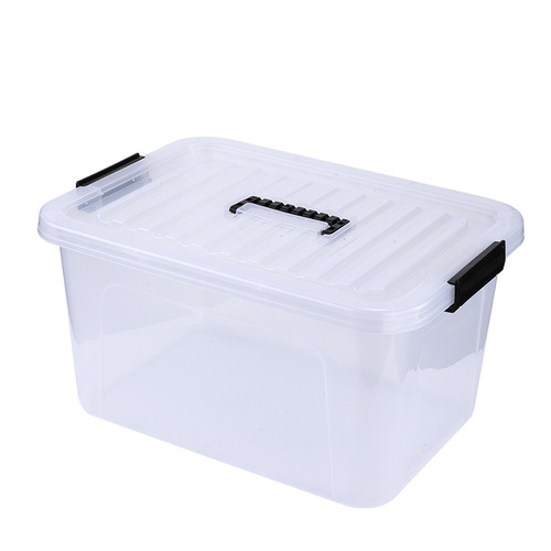 Plastic transparent storage box, thick large size, environmentally friendly factory wholesale, waterproof, moisture-proof, organizational box, handle storage box