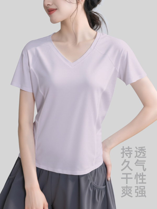 聚衣堂夏季新款后背网纱款式健身短袖户外跑步运动瑜伽服短袖|undefined