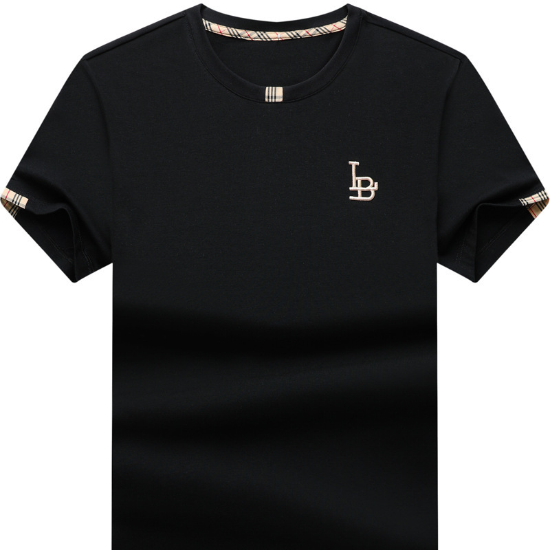 Paul's New Pure Cotton Men's Short-Sleeved T-Shirt Summer Round Neck Classy Embroidered Loose Large Size T-Shirt