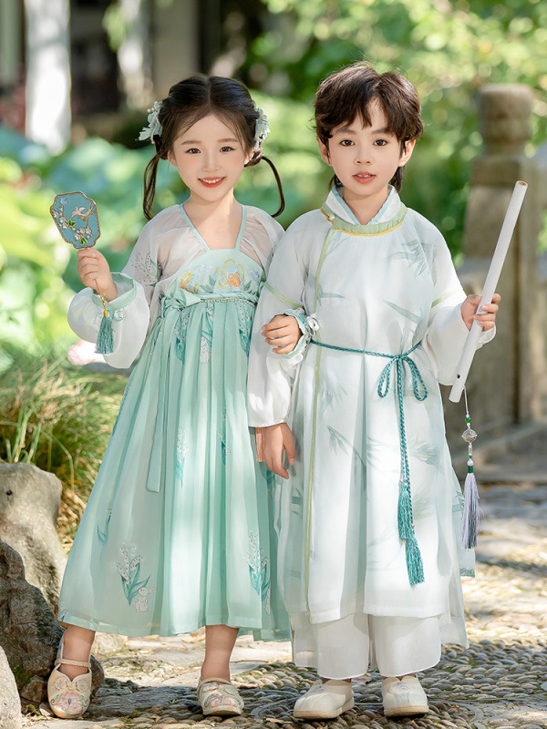漢服の子供の古風2024中国の新型の超仙国学の唐装の女の子の出演服の男の子の時代の服|undefined