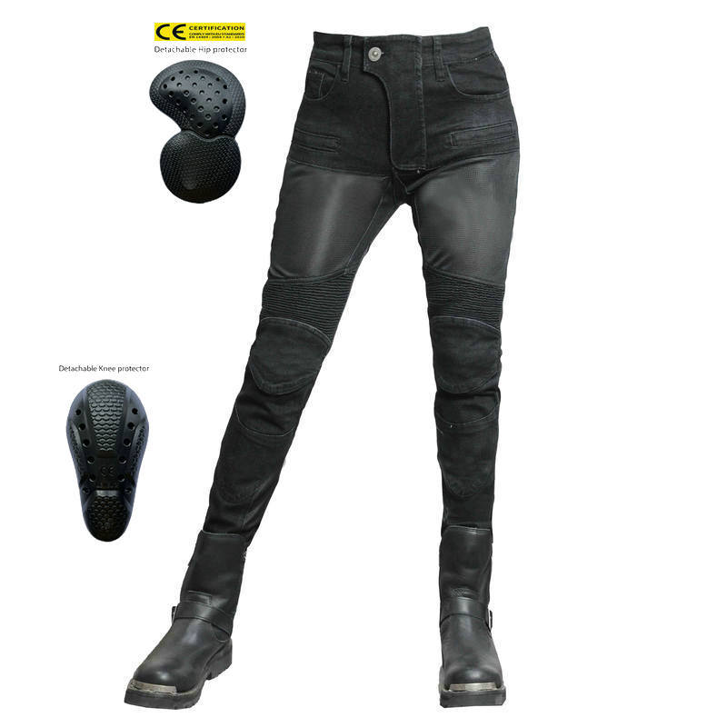 VOLERO motocicleta mujer Caballero verano malla transpirable anti-caída pantalones motocicleta Denim pantalones de montar JES-4