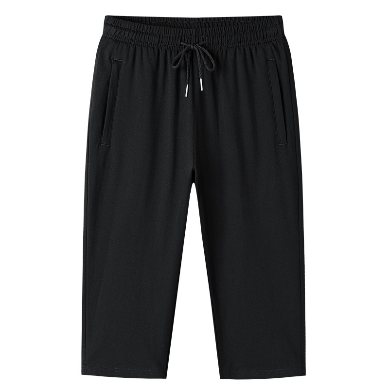 Sports Pants Men's Loose Large Size Cotton Capri Pants Men's Summer Thin Pants Men's Casual Pants Men's Straight Pants Solid Color