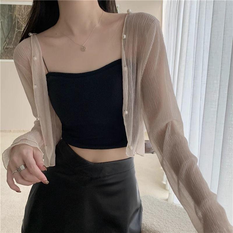 Plus-Size Lace Sun-Protective Clothing for Women, Thin Summer Outerwear, Sheer Cardigan Top Jacket