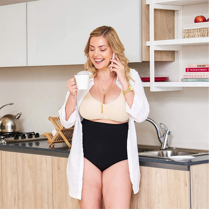 High Waist Waist Line Stretchy Elasticity Solid Color Stereotype Waist Support Tummy Control Shaping Underwear