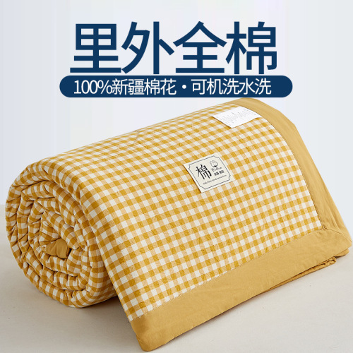 Air conditioner summer thin cotton blanket 100% pure cotton single and double bed dormitory summer cool blanket children's blanket machine washable
