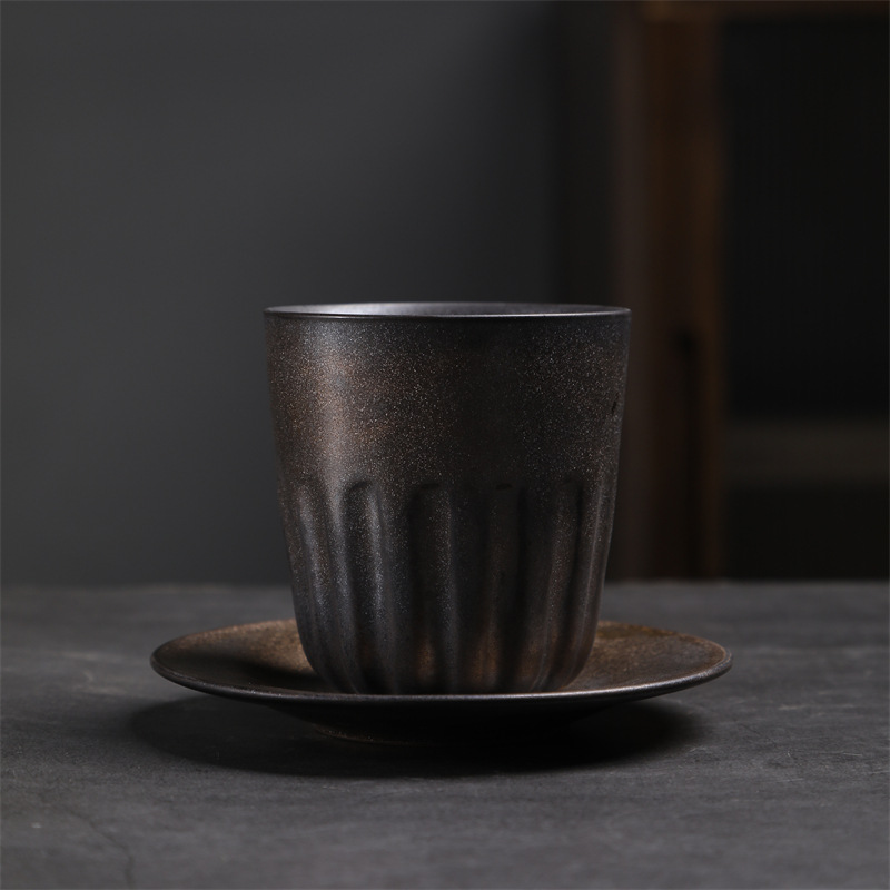 Estilo japonés vintage de cerámica taza de café y platillo traje creativo regalo taza de té de la tarde taza de café de gres