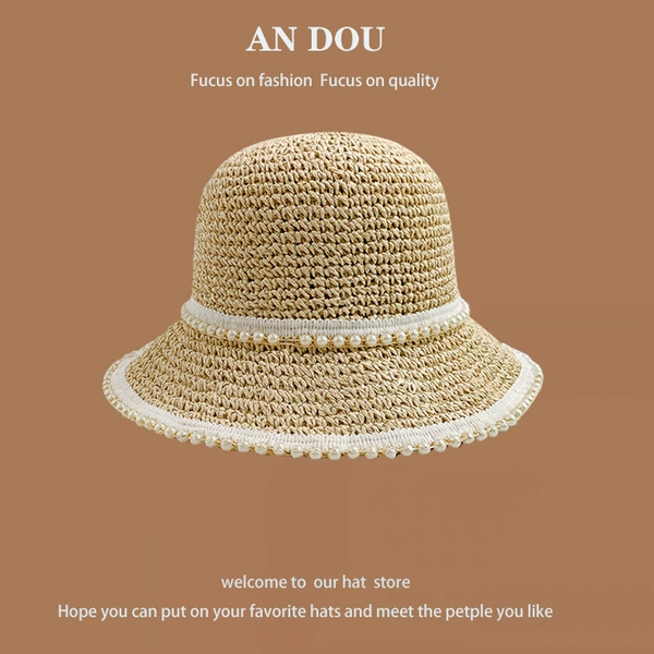 Beef beaded straw hat