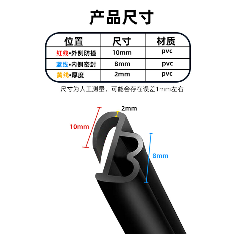 Car door anti-collision strip sealing sound insulation two-in-one door edge protection strip car stickers anti-scratch decoration supplies universal