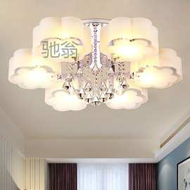 j平客厅灯圆形水晶大灯创意主卧室吸顶灯具led现代简约餐厅灯饰家
