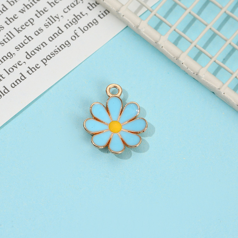 マルチカラーの小さなデイジーの花びら合金ドリップオイルジュエリーペンダント diy キーホルダーイヤリングネックレスペンダントアクセサリー|undefined