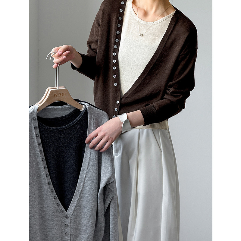 Clearance Sale Items Are Non-Refundable and Non-Exchangeable: Knitted Cardigan + Sleeveless Knitted Vest Two-Piece Set Versatile Top 932