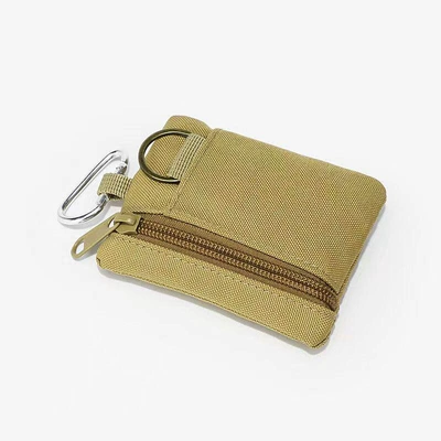 Canvas mini key and coin purse Static Rod/Key Bag - khaki-with-hook