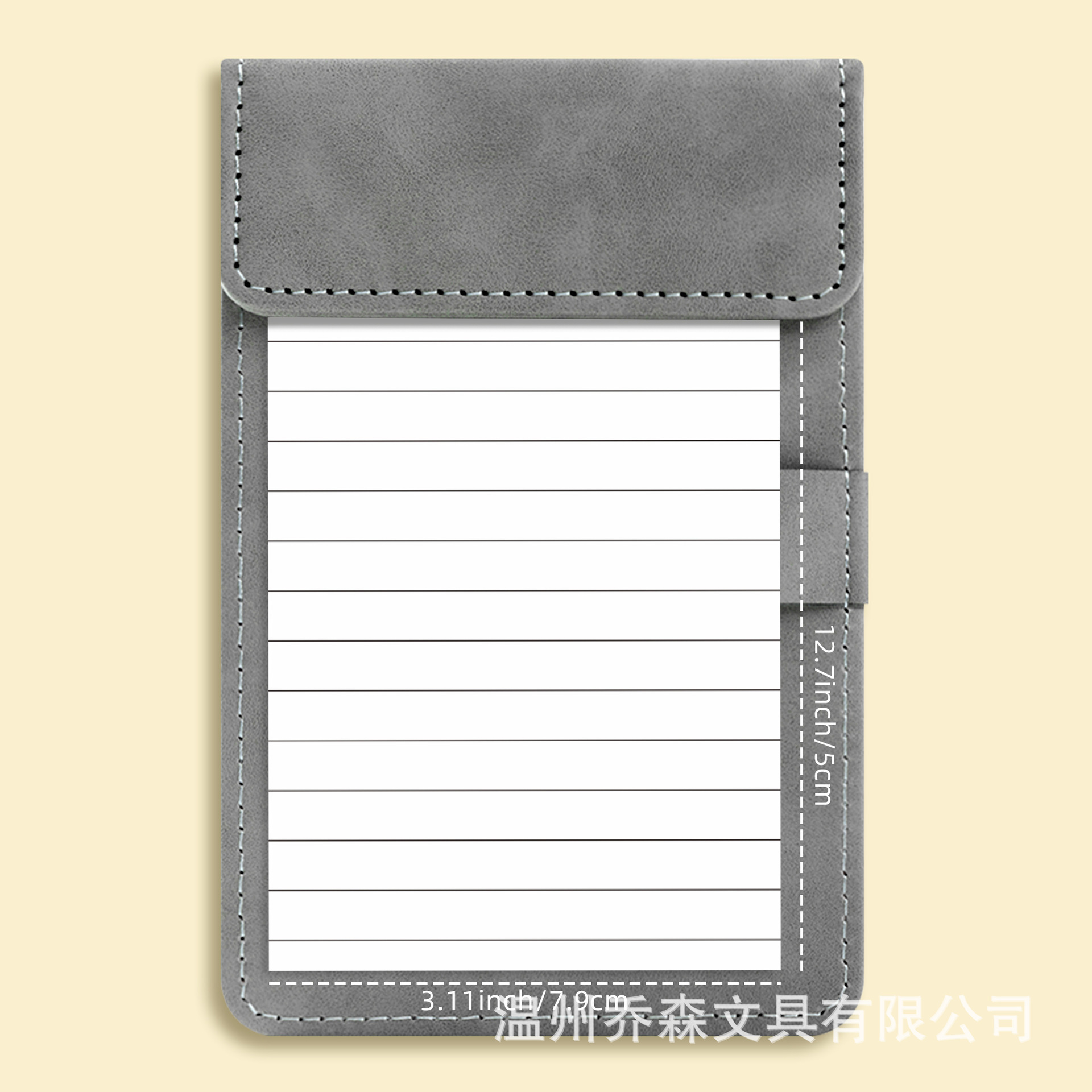 펜 삽입 보드 클립 - A6 그레이 + 미니 노트북(50개 리필) - 가로선