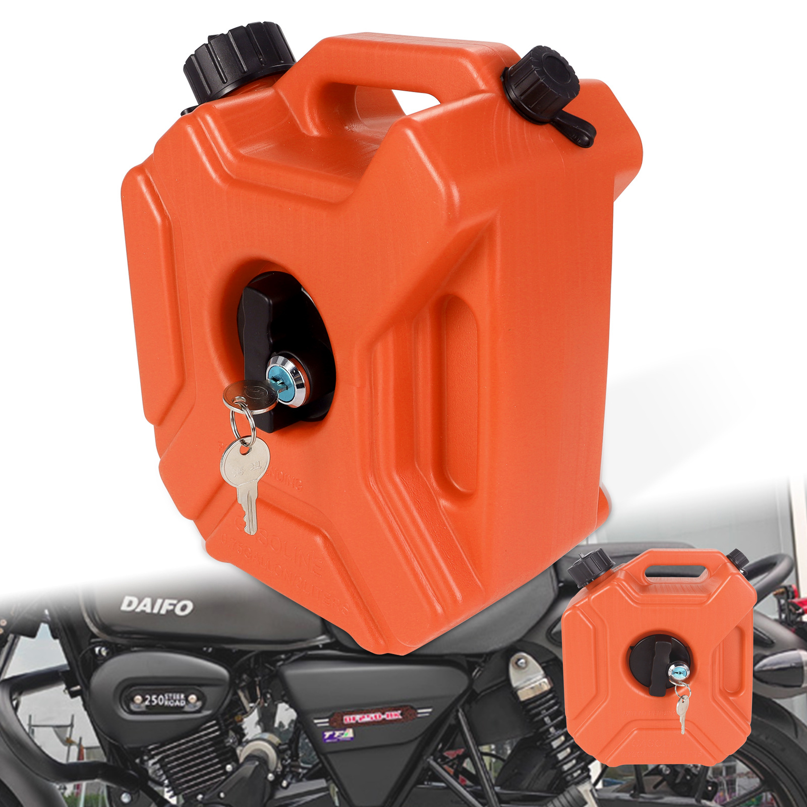 Motorcycle and Car Modification 3L Extended Spare Gasoline Oil Tank Plastic Portable Fuel Tank with Key