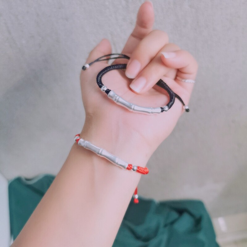 Sterling silver bamboo bracelet for men 999 pure silver new Chinese style couple bracelet for postgraduate entrance examination birthday gift for boyfriend