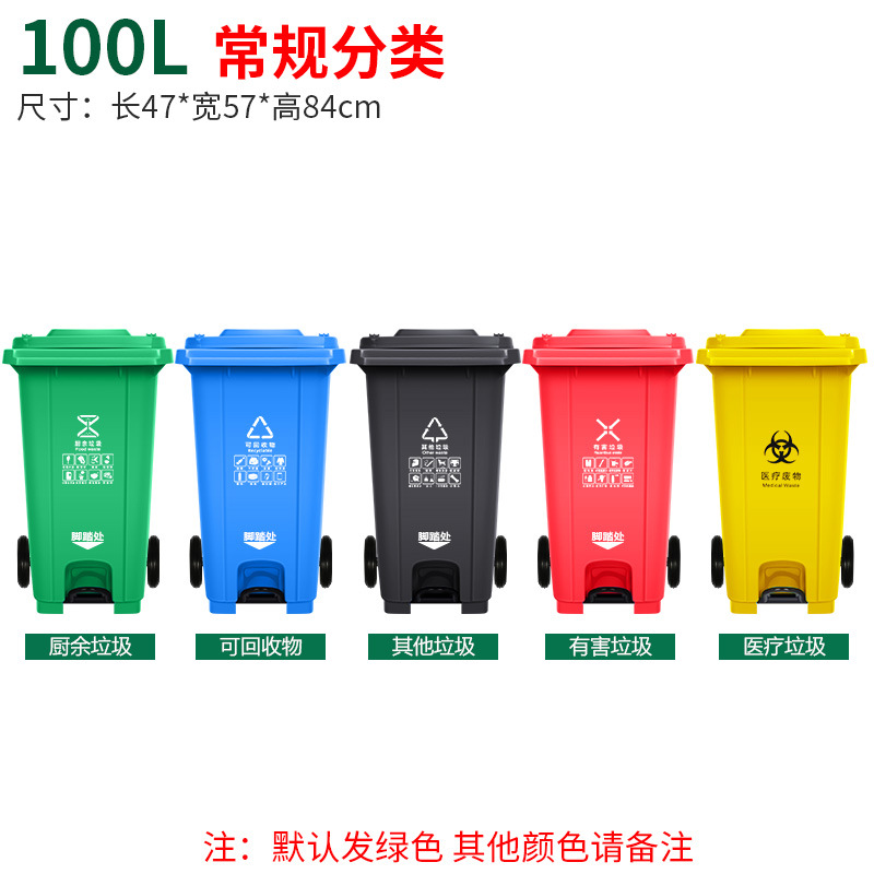 100L Extra Thick Pedal Classified Printed Trash Can, Free Two Rolls of 100*120 Garbage Bags