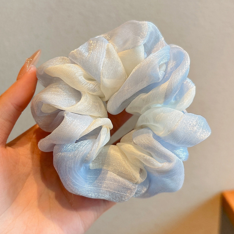 温柔蓝色清新大肠发圈超大号头绳女生高级感头花头饰皮筋发绳发饰|undefined