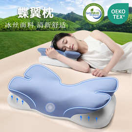 跨境新品蝴蝶枕记忆枕冰丝深睡眠记忆棉护颈枕慢回弹亚马逊枕头