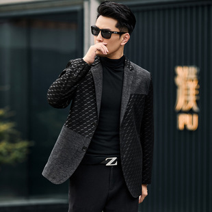 Spring and Autumn New Haining Leather Men's Genuine Leather Sheepskin Suit Business Casual Slim-fit Light Luxury Leather Jacket Coat