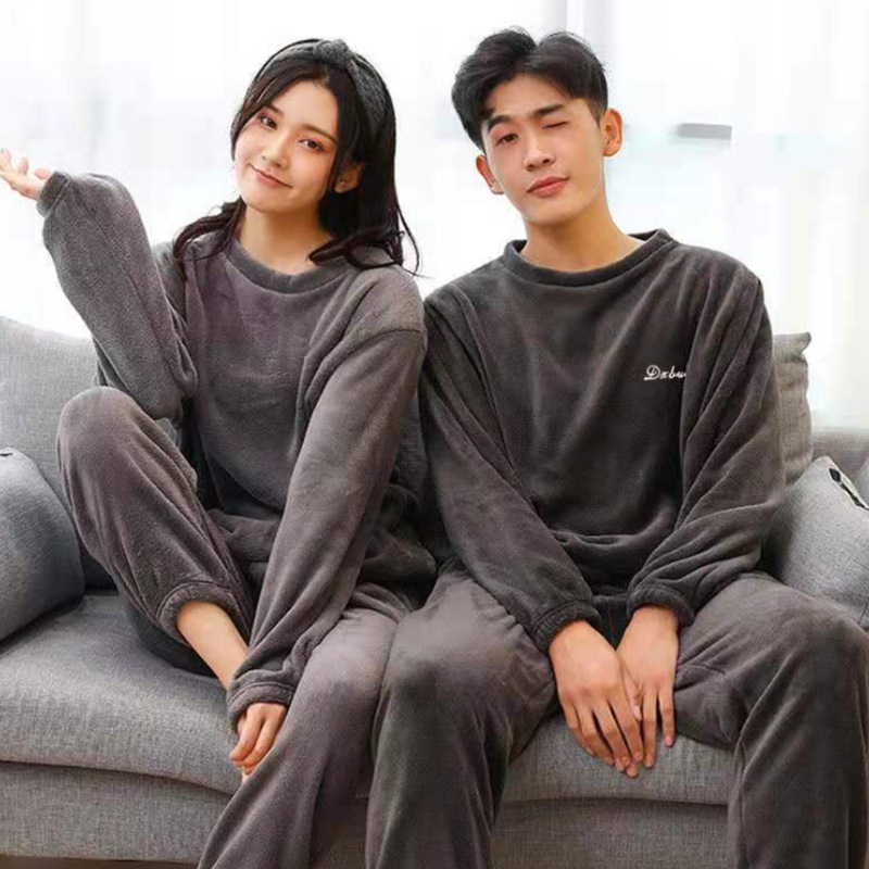 Pajamas autumn and winter new women's coral fleece plus size fairy warm pants suit couple fleece-lined thickened winter homewear Pajamas autumn and winter new women's coral fleece plus size fairy warm pants suit couple fleece-lined thickened winter homewear