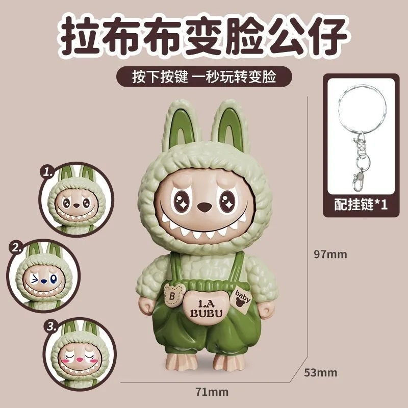 Douyinと同じラブブの顔が変わるキーホルダー人形、回転人形ペンダント、減圧おもちゃ、手作りの小さな装飾品|undefined