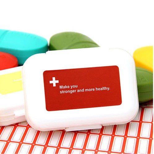 8格迷你收纳盒塑料7天便捷旅行可爱实用创意随身长方形药丸小药盒