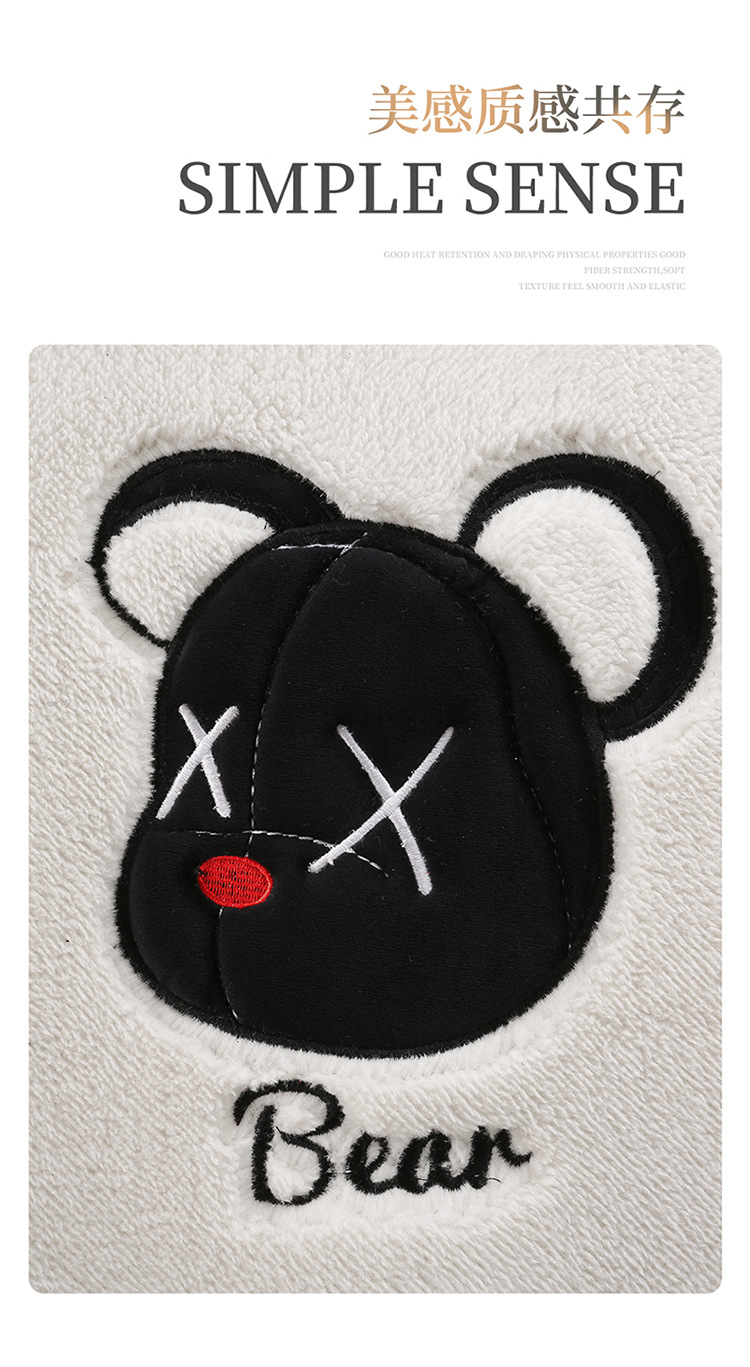 Cross-border winter car plush cushion single-piece rear lambswool cute bear cartoon cushion non-slip three-piece set