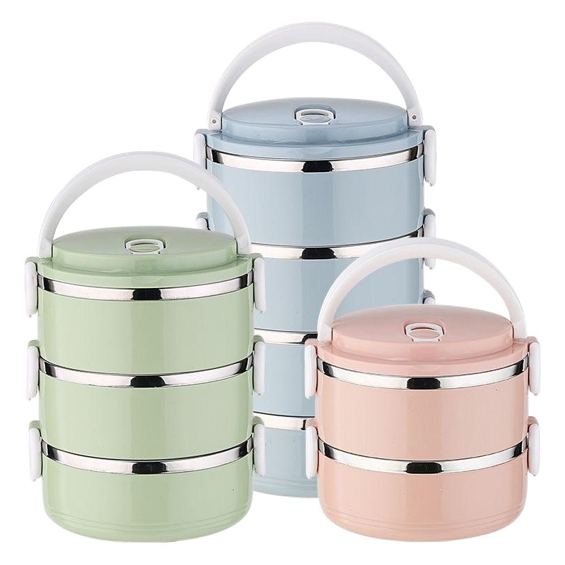 Estudiante de acero inoxidable de múltiples capas de almuerzo caja de almuerzo crisper combinación creativa aislado Cubo de gran capacidad portátil caja de almuerzo