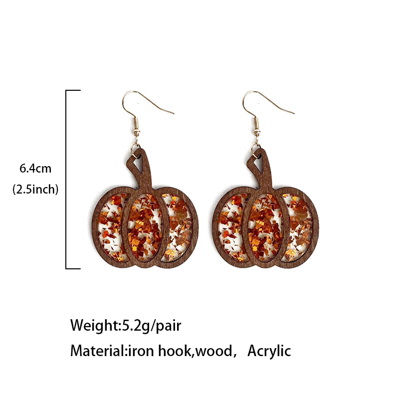11g Weight Drop Earrings Classification 1 Pair Quantity 1 Pair Halloween Retro Pumpkin Arylic Drop Earrings