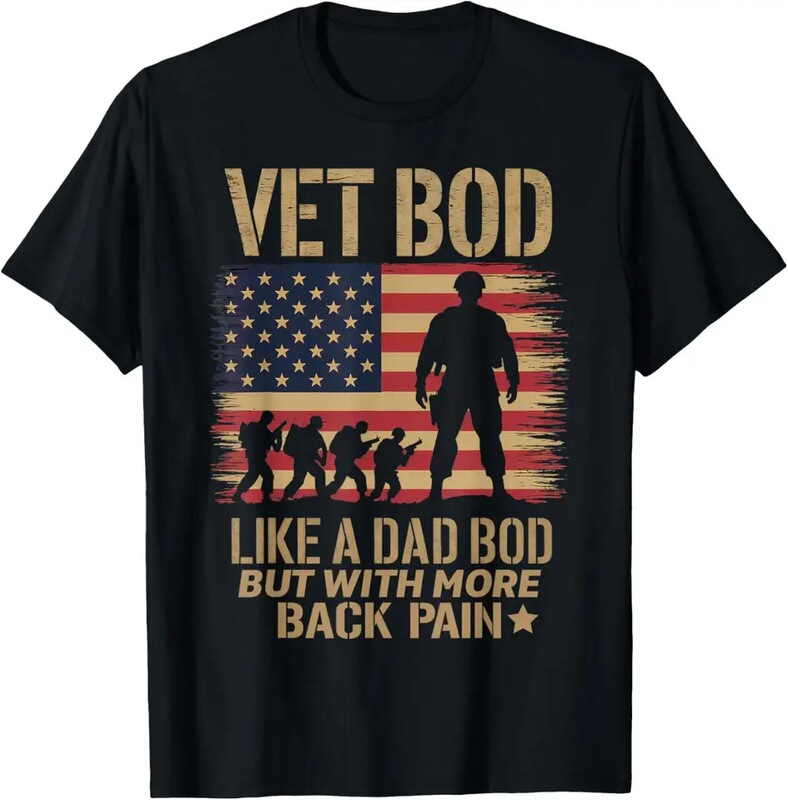 Veterinarian's Body Looks Like Dad's Body but with More Back Pain American Pattern T-Shirt Men's Casual T-Shirt
