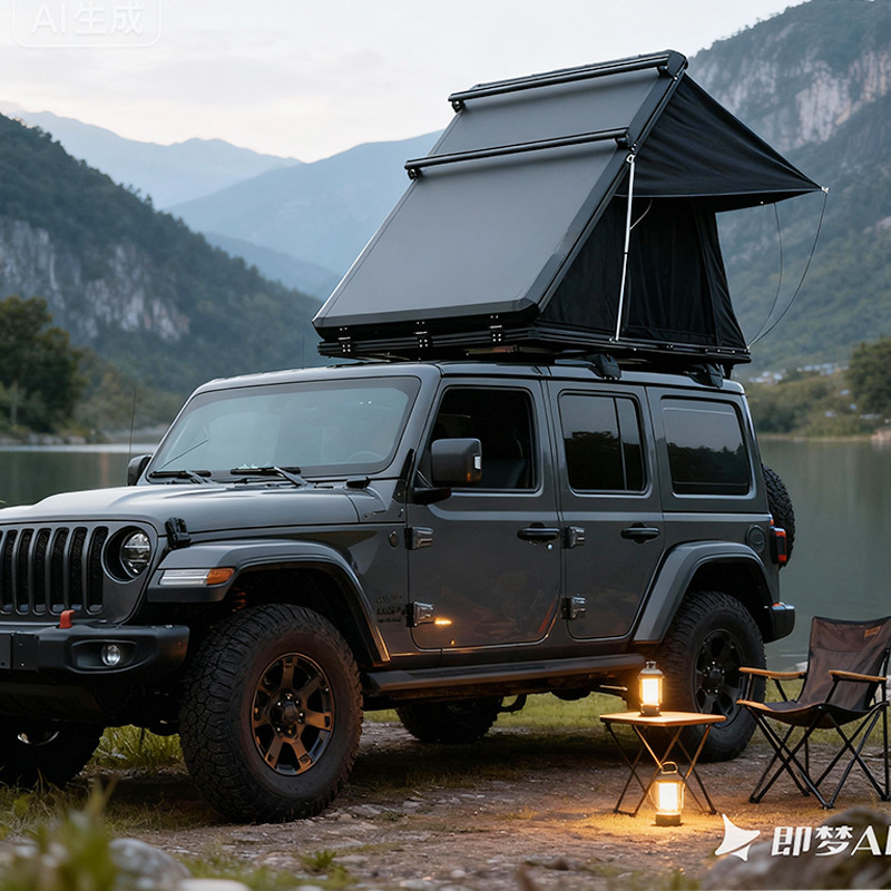 Triangular Car Roof Tent, Fully Automatic Camping and Road Trip Tent, Rainproof, Automatic Hydraulic Aluminum Alloy Car Tent