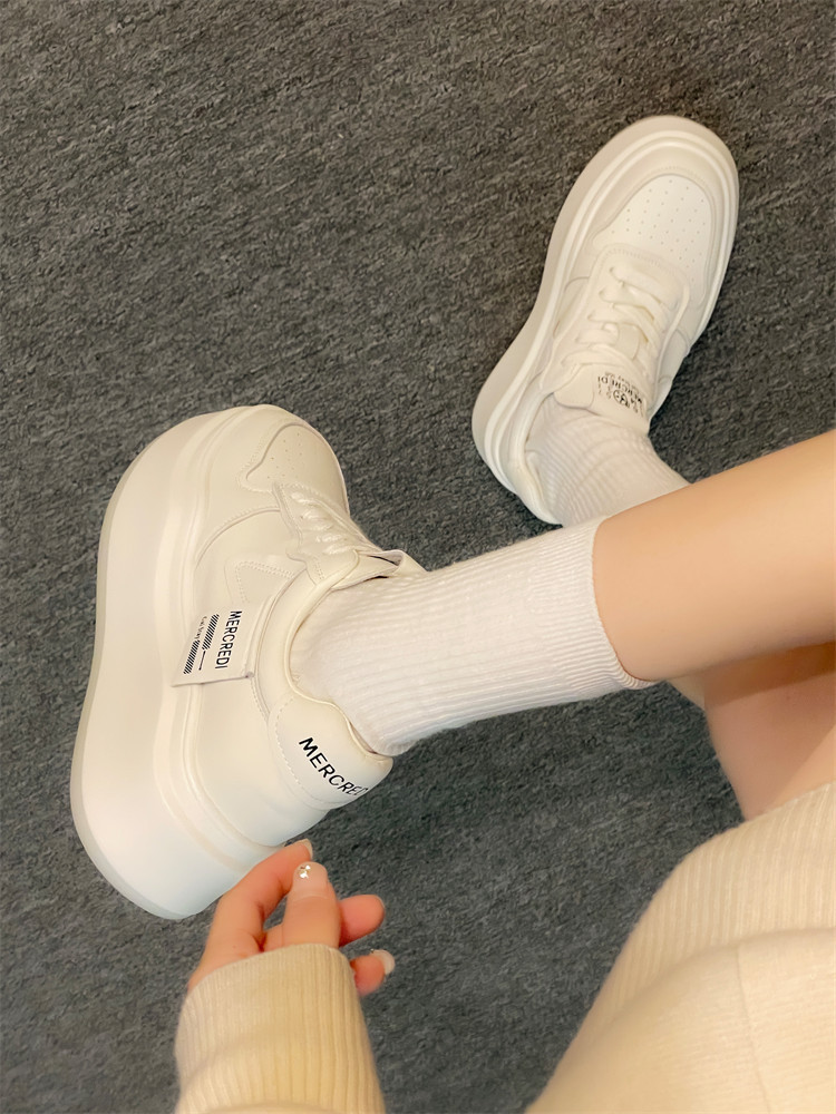 Baskets Femme Blanches Plateforme Sneakers Tendance Printemps Automne_voghion.com