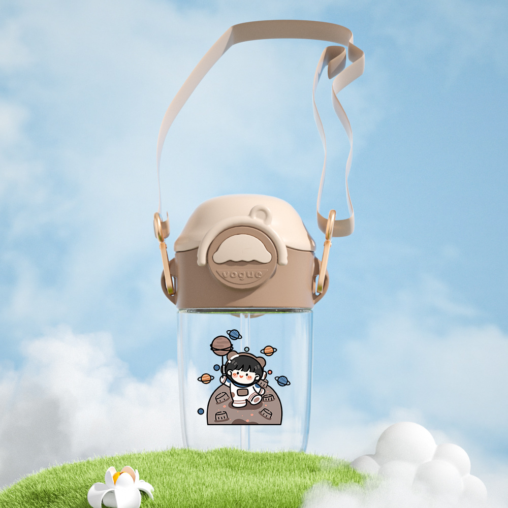 Tookie TikTok Net rojo Correa crossbody taza de paja Linda taza de agua estudiante de alta apariencia portátil taza de los niños