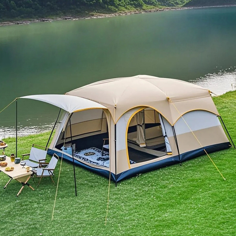 Outdoor Two-Bedroom and One-Living Room Multi-Person Tent Thickened Explosion-Proof Rain-Proof Wind-Proof and Waterproof Folding Portable Camping Style