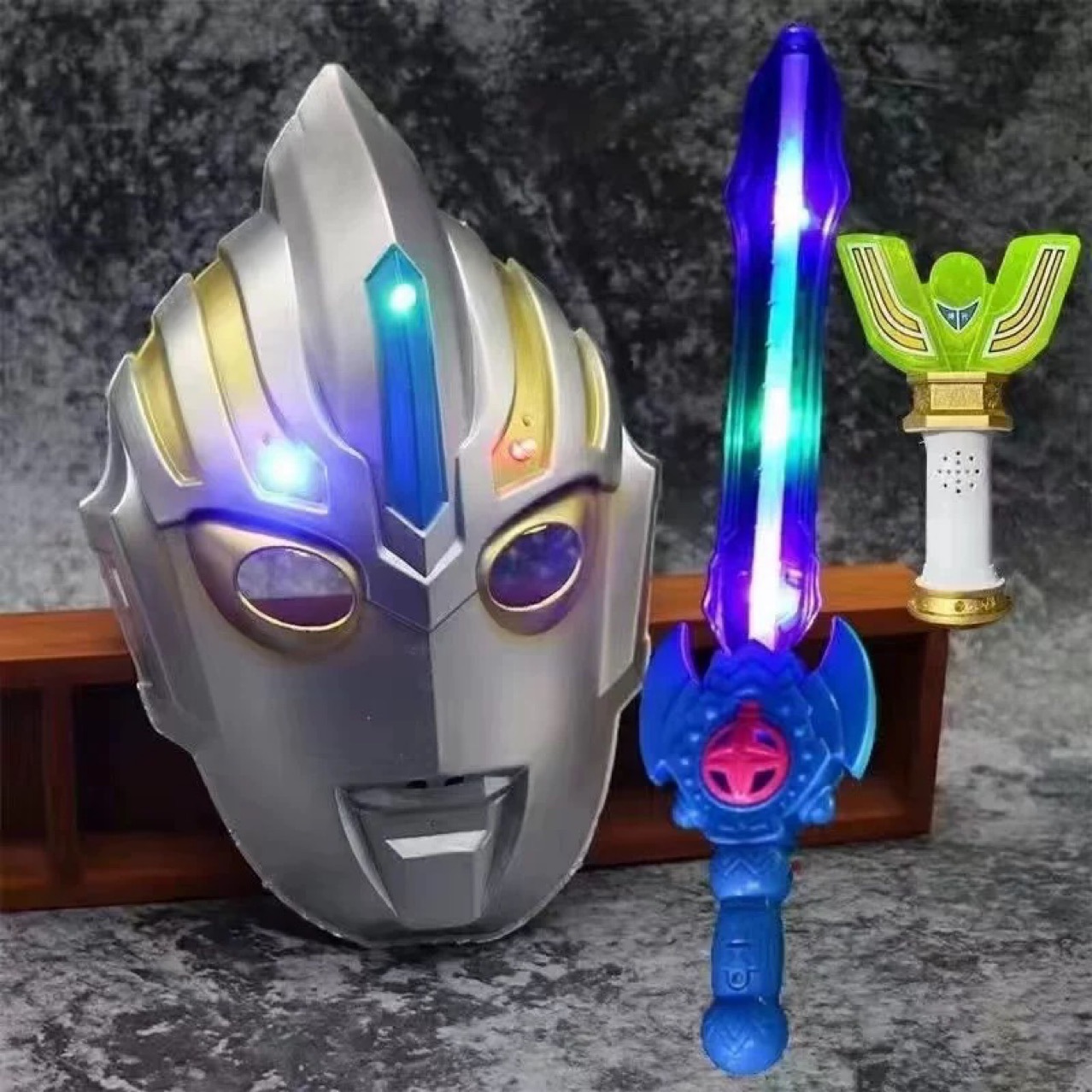 Cerro Autot máscara de niños luminosa máscara de casco de Digia Cerro armas juguetes para niños espada cuerpo