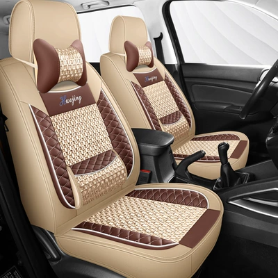Seat cushion, seat cover — Seven-Seater - driver-and-passenger-2-seats-ice-silk-rice-color