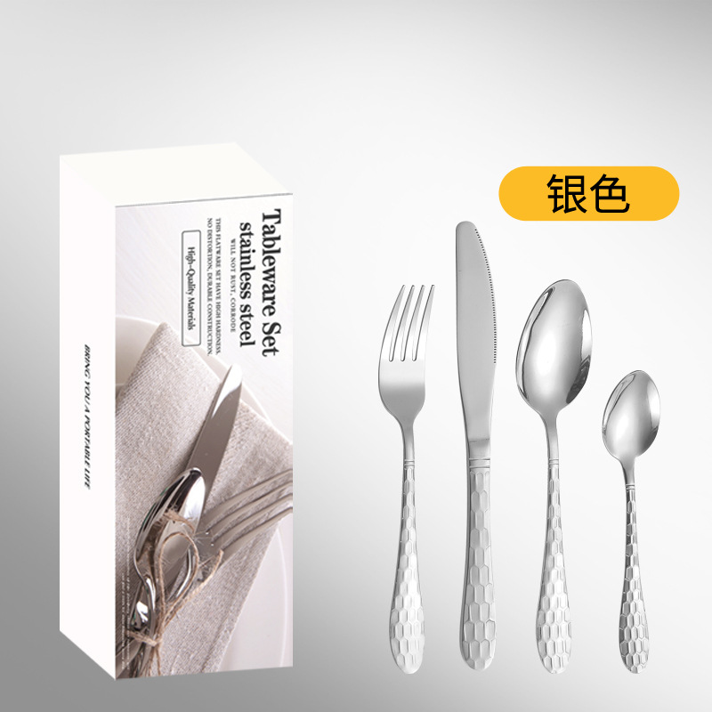 Productos de venta caliente de comercio electrónico transfronterizo cubiertos de acero inoxidable 16 / 24 juegos de cubo de agua 4 juegos de cuchillo y tenedor de cucharas
