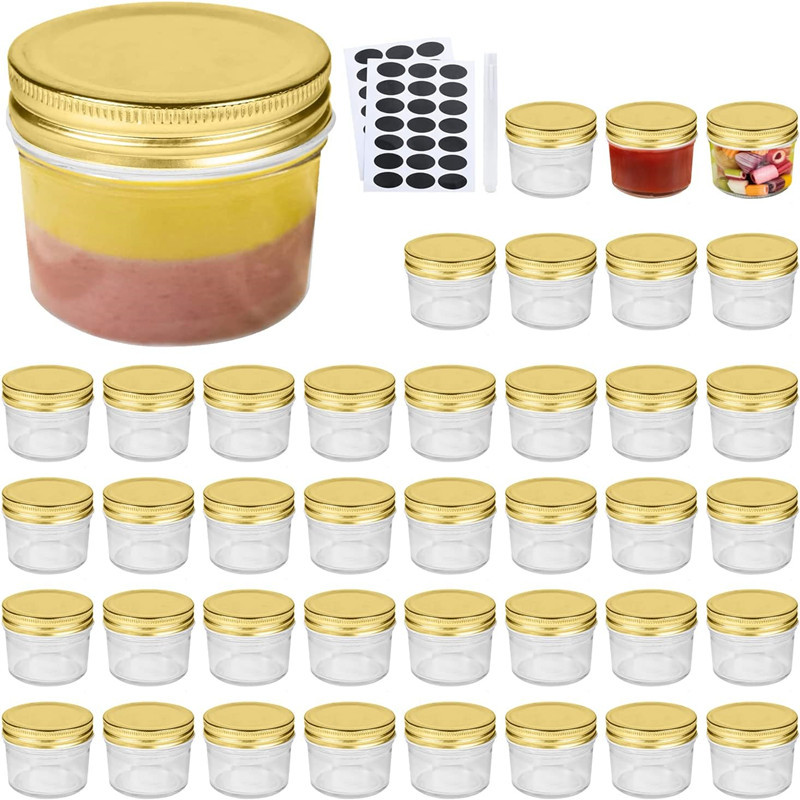 亚马逊光面梅森100ml玻璃瓶3.2oz储物罐鱼子酱瓶蔬菜沙拉果酱瓶子