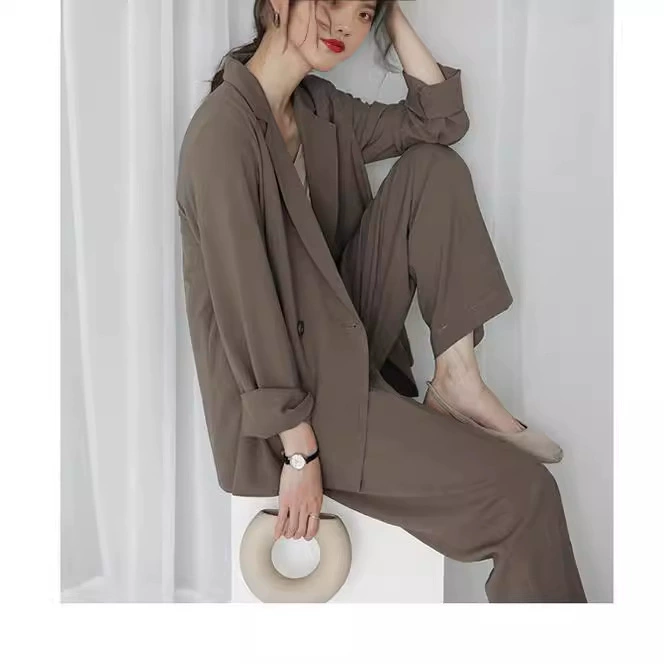 [Спот] Большой размер женский толстый мм маленький костюм костюм повседневное свободное пальто весна и осень два комплекта 2028