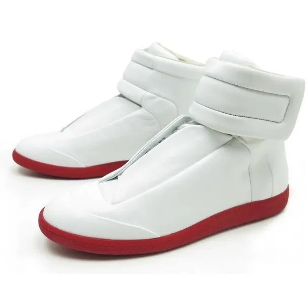 In Stock 2025 Brand Designer New High-Top Sports Shoes Velcro Design Genuine Leather Round-Toe Shoes for Men
