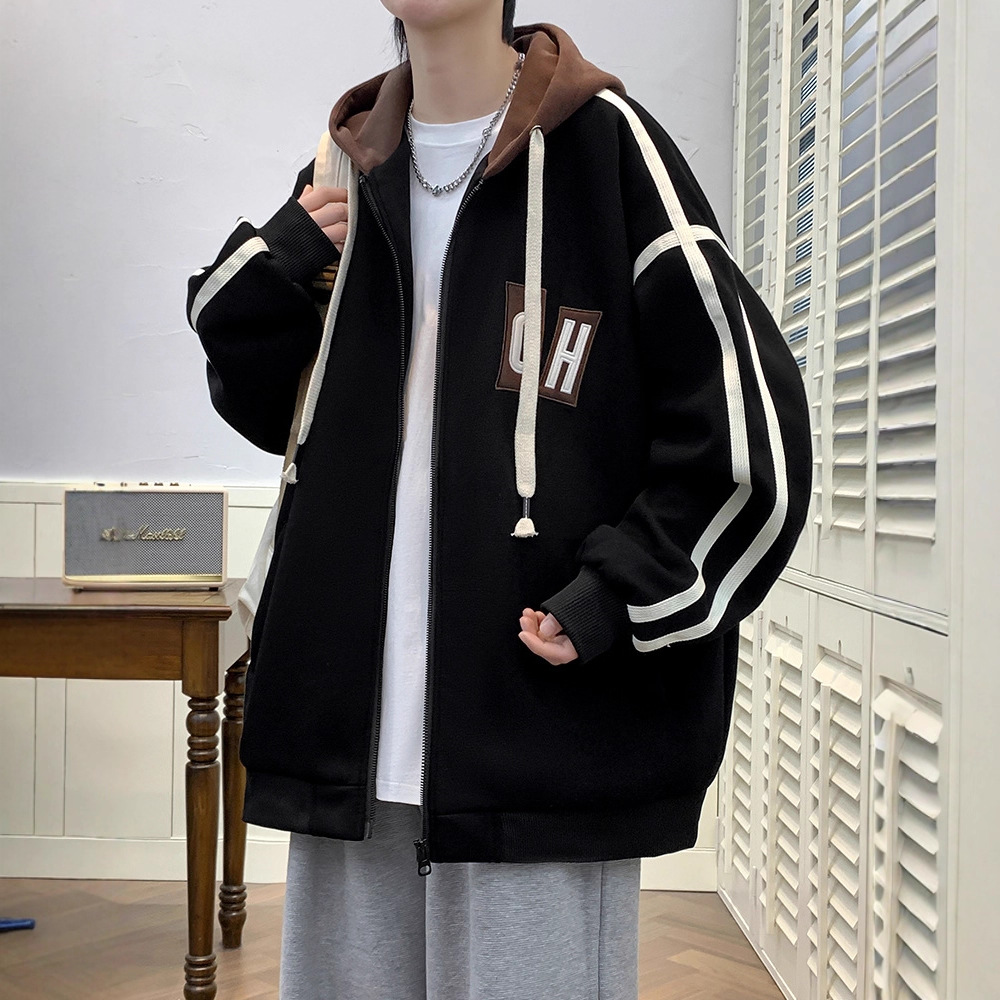 春秋季青少年连帽外套新款开衫男孩棒球服夹克学院风休闲学生上衣